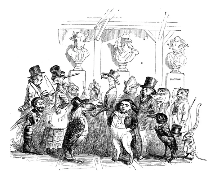 Framed Print : Humanized animals illustrations: Group Framed Print : Humanized animals illustrations: Group