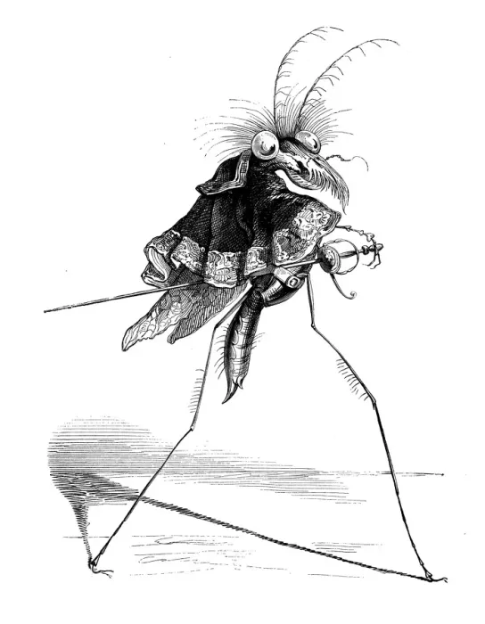 Framed Print : Humanized animals illustrations: Mosquito musketeer Framed Print : Humanized animals illustrations: Mosquito musketeer