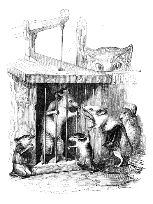 Framed Print : Humanized animals illustrations: Mouse in cage Framed Print : Humanized animals illustrations: Mouse in cage