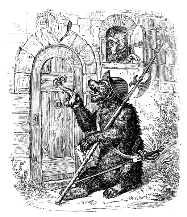 Framed Print : Humanized animals illustrations: Soldier bear and fox Framed Print : Humanized animals illustrations: Soldier bear and fox
