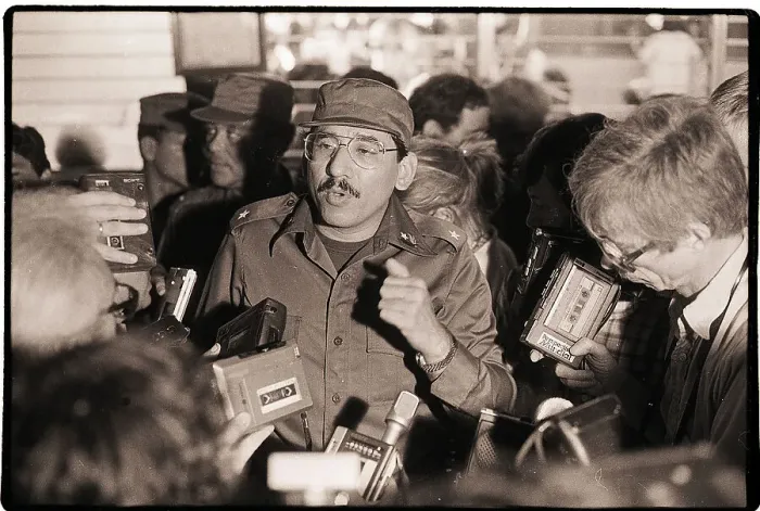 Framed Print : Humberto Ortega Speaks to Press Framed Print : Humberto Ortega Speaks to Press