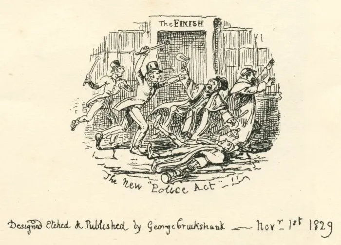 Framed Print : Humour comment The New Police Act 19th century cartoon Framed Print : Humour comment The New Police Act 19th century cartoon