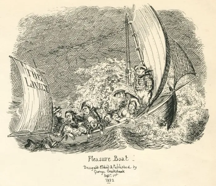 Framed Print : Humour sickness aboard the pleasure boat cartoon by Cruikshank Framed Print : Humour sickness aboard the pleasure boat cartoon by Cruikshank