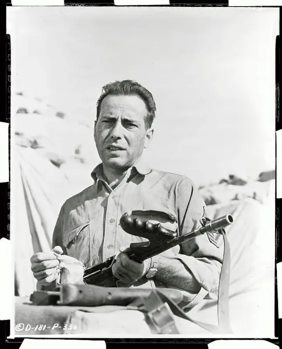 Framed Print : Humphrey Bogart with Gun in Movie Still