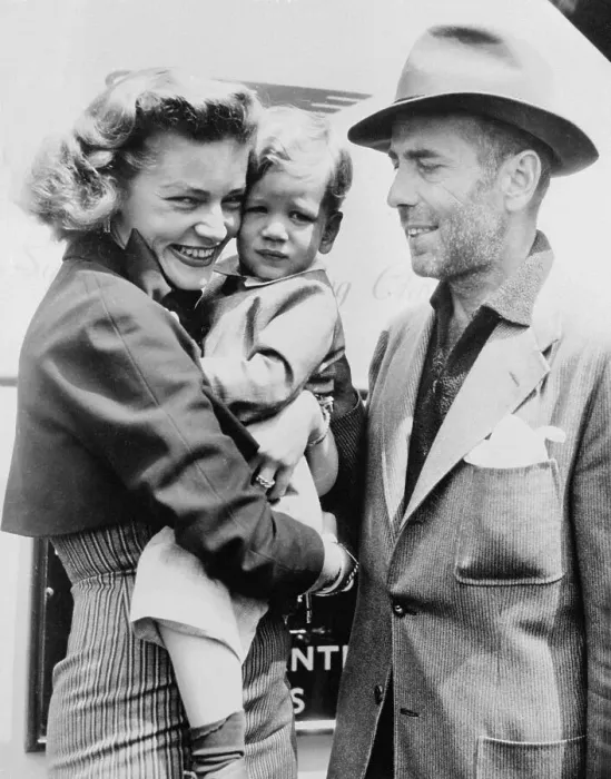 Framed Print : Humphrey Bogart and Lauren Bacall with Son