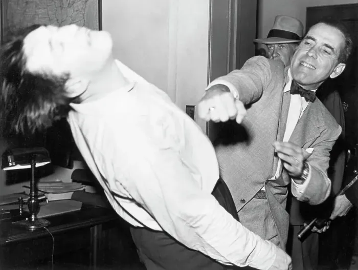 Framed Print : Humphrey Bogart Punching Another Actor Framed Print : Humphrey Bogart Punching Another Actor