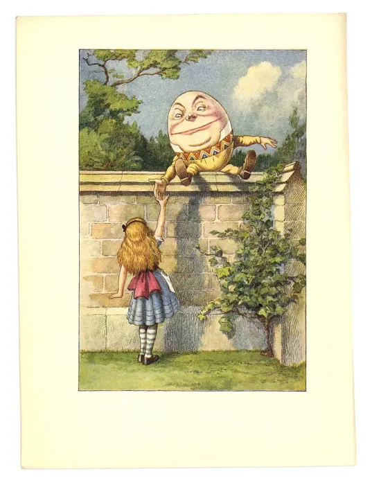 Framed Print : Humpty Dumpty on a wall illustration, (Alices Adventures in Wonderland) Framed Print : Humpty Dumpty on a wall illustration, (Alices Adventures in Wonderland)