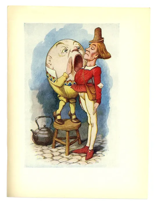 Framed Print : Humpty and the messenger illustration, (Alices Adventures in Wonderland) Framed Print : Humpty and the messenger illustration, (Alices Adventures in Wonderland)