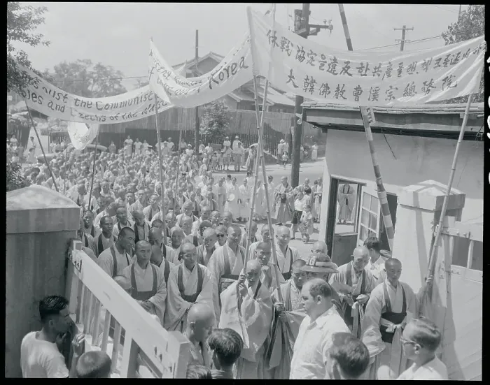 Framed Print : Hundreds of Monks Demonstrating Framed Print : Hundreds of Monks Demonstrating