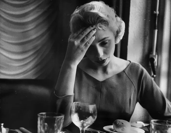 Framed Print : Hung-Over. 31st December 1955: English actress and bookmaker Jo Ann Matthews suffering Framed Print : Hung-Over. 31st December 1955: English actress and bookmaker Jo Ann Matthews suffering