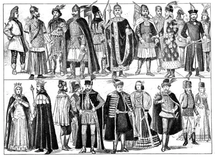 Framed Print : Hungarian national costumes historical development Framed Print : Hungarian national costumes historical development
