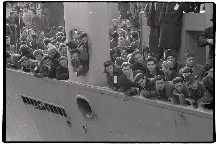Framed Print : Hungarian Refugees Crowd Boat Deck Framed Print : Hungarian Refugees Crowd Boat Deck