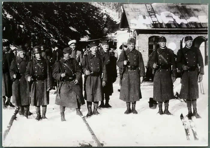 Framed Print : Hungarian Troops Posing in Snow Framed Print : Hungarian Troops Posing in Snow