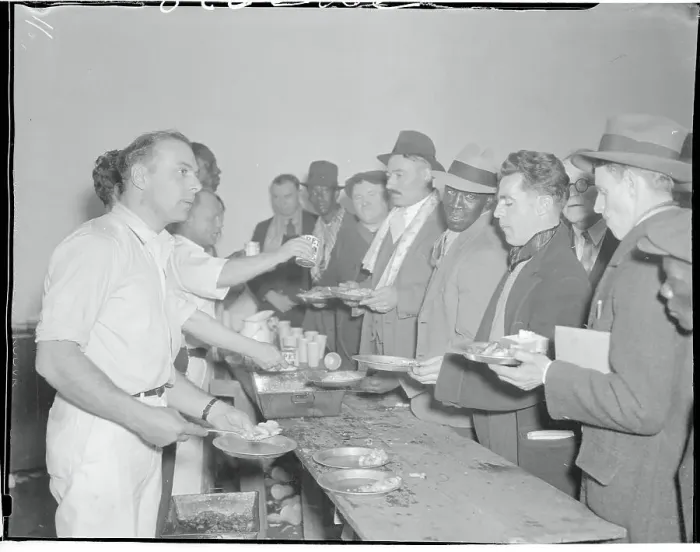 Framed Print : Hunger Marchers Being Fed Framed Print : Hunger Marchers Being Fed