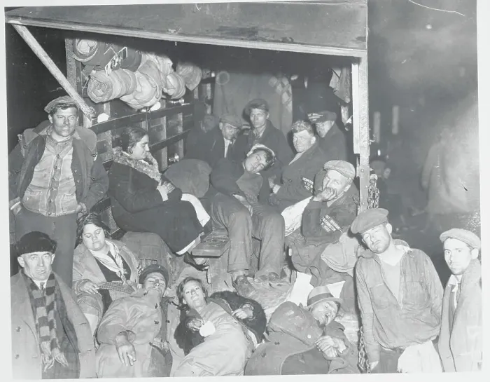 Framed Print : Hunger Marchers Resting in Truck During Their Trek Framed Print : Hunger Marchers Resting in Truck During Their Trek