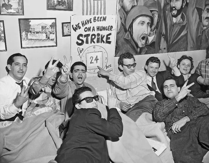 Framed Print : Hunger Strikers Give Peace Sign Framed Print : Hunger Strikers Give Peace Sign