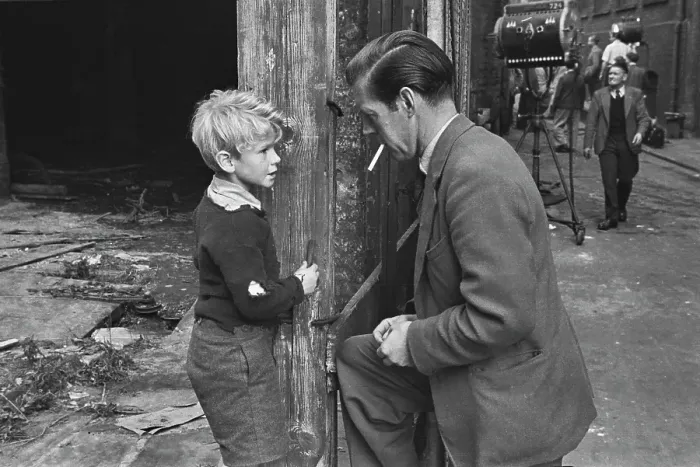 Framed Print : Hunted. English film director Charles Crichton with Scottish child actor Framed Print : Hunted. English film director Charles Crichton with Scottish child actor