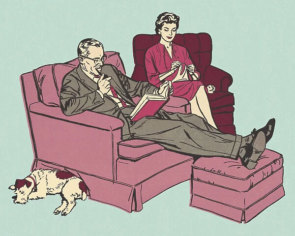 Husband and Wife Relaxing in Chairs