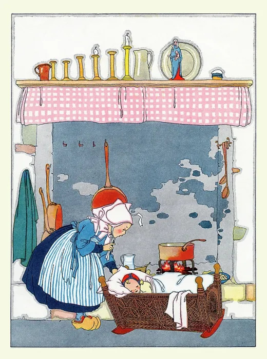 Framed Print : Hush now. Illustrated page from 'Nursery Friends Framed Print : Hush now. Illustrated page from 'Nursery Friends