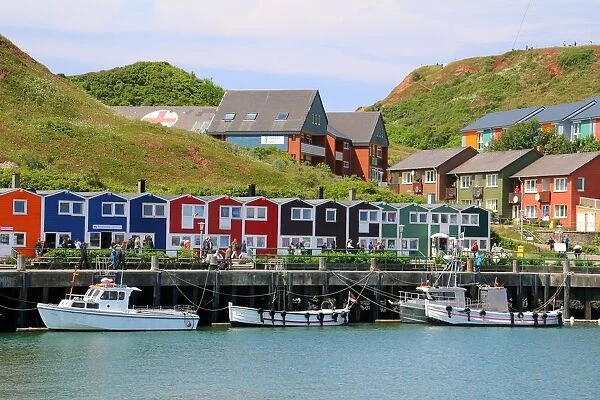 Huts, shops, houses, boats on Helgoland, Germany