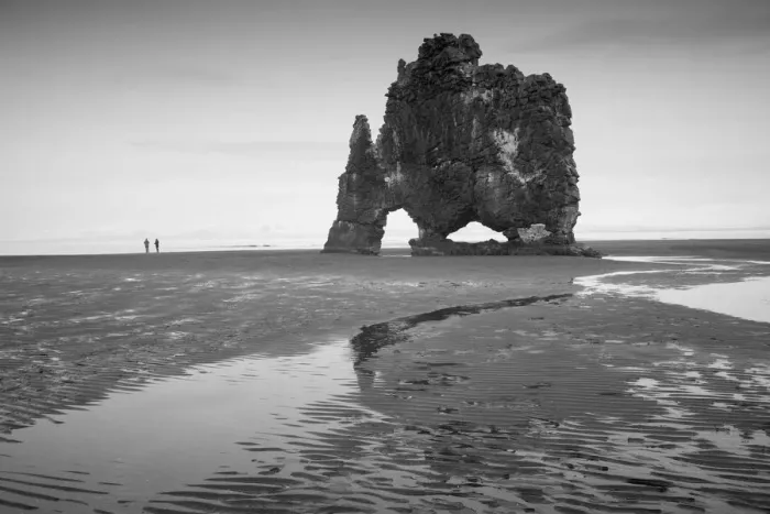 Framed Print : Hvitserkur in black and white Framed Print : Hvitserkur in black and white