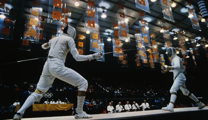 Framed Print : Ian Drimba and Daniel Revenu Fencing Framed Print : Ian Drimba and Daniel Revenu Fencing