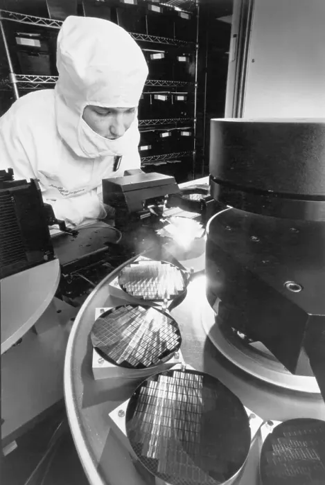 Framed Print : IBM Employee Checking Robotic Arm Framed Print : IBM Employee Checking Robotic Arm