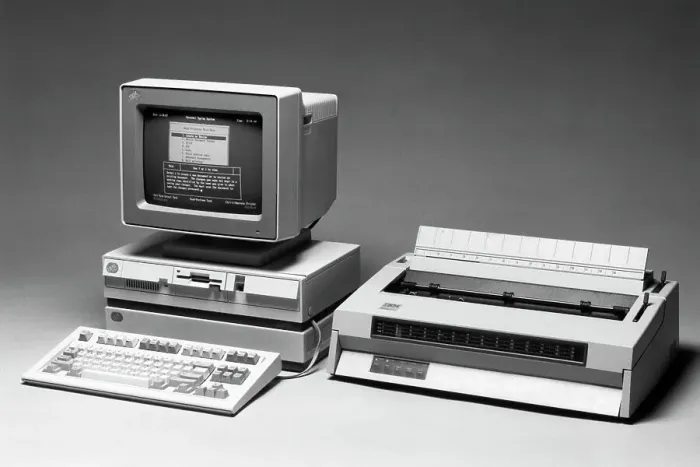 Framed Print : IBM Personal Computer and Printer Framed Print : IBM Personal Computer and Printer