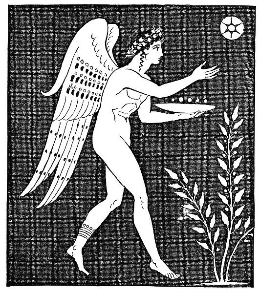 Icarus. ' Vintage engraving from 1879 of ancinet greek art showing Icarus