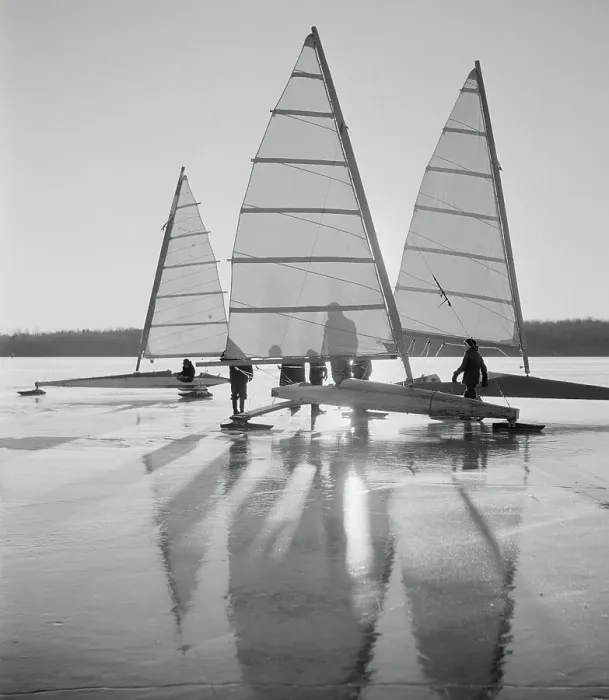 Framed Print : Ice Boats Sitting on a Lake Framed Print : Ice Boats Sitting on a Lake