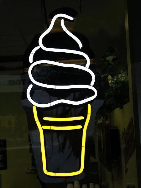 Ice cream, Sign, Icecream, Neon, Night