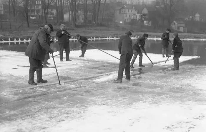 Framed Print : Ice Cutters Gathering Ice Framed Print : Ice Cutters Gathering Ice
