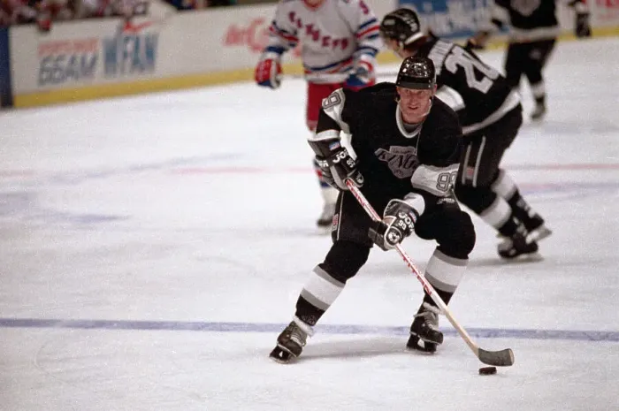 Framed Print : Ice Hockey Player Wayne Gretzky Driving the Puck