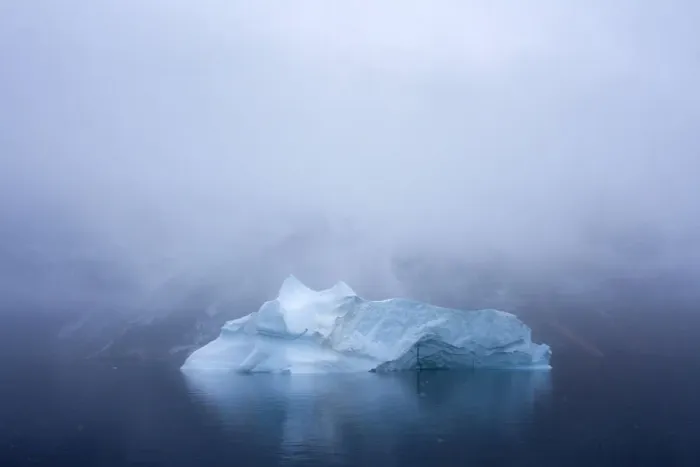 Framed Print : Iceberg in dense fog, King Oscar Fjord, Greenland National Park, Denmark