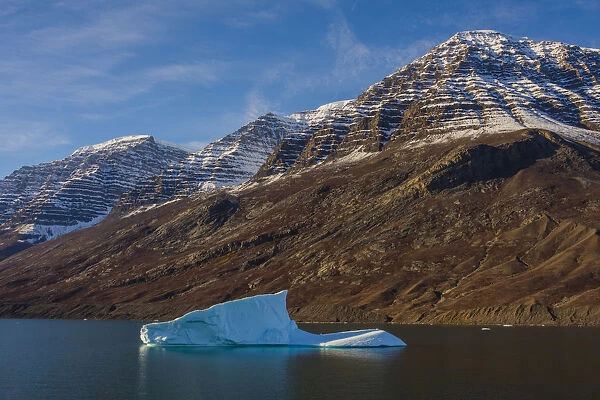 Iceberg and snow-capped mountains, Gasefjord, Scoresby Sund, Greenland, Denmark