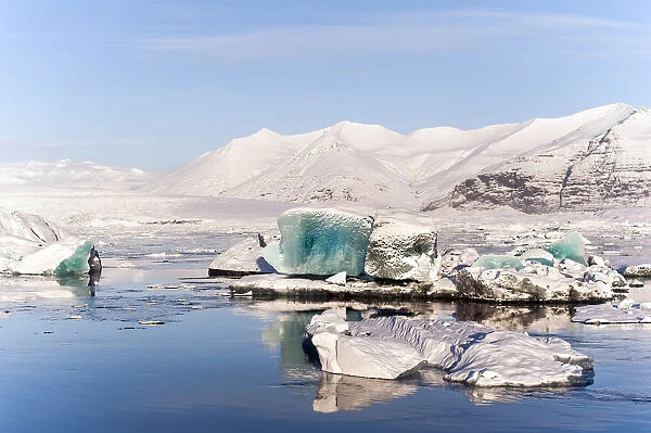 Icebergs floating in the Jokulsarlon lagoon in Iceland
