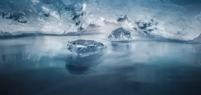 Framed Print : icebergs in a small ice cave