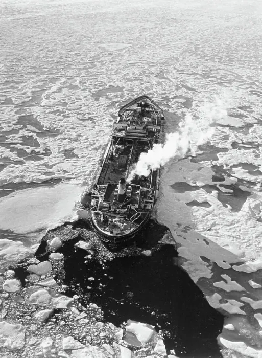 Framed Print : Icebreaker Cruising in Arctic Strait Framed Print : Icebreaker Cruising in Arctic Strait