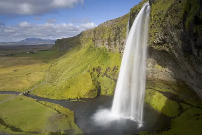 Framed Print : Iceland, Seljalandsfoss, waterfall, elevated view Framed Print : Iceland, Seljalandsfoss, waterfall, elevated view