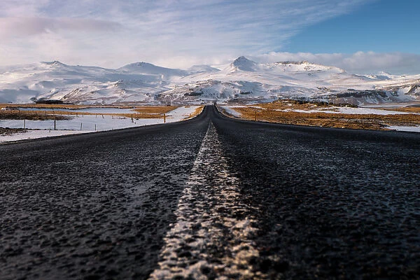 Along the Icelandic road in winter season