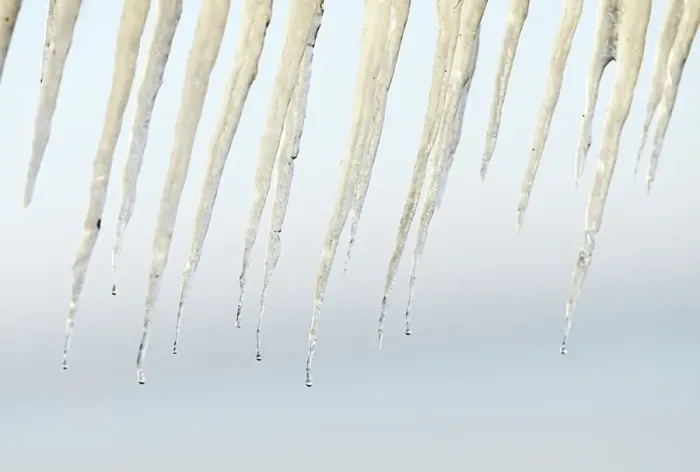Framed Print : Icicles hang from a jetty Framed Print : Icicles hang from a jetty
