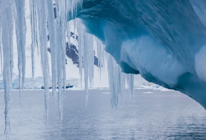 Framed Print : Icicles hanging from an iceberg, Antarctica Framed Print : Icicles hanging from an iceberg, Antarctica