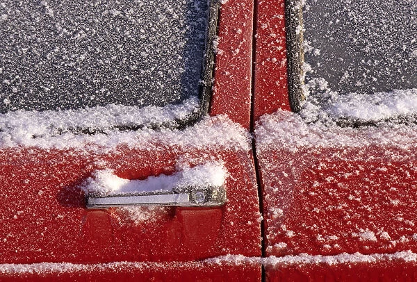 Icy car door, detail