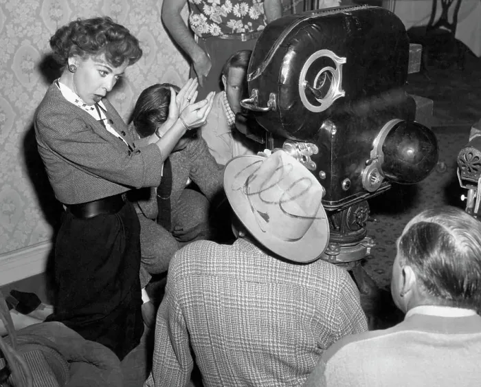 Framed Print : Ida Lupino Directing Film Framed Print : Ida Lupino Directing Film