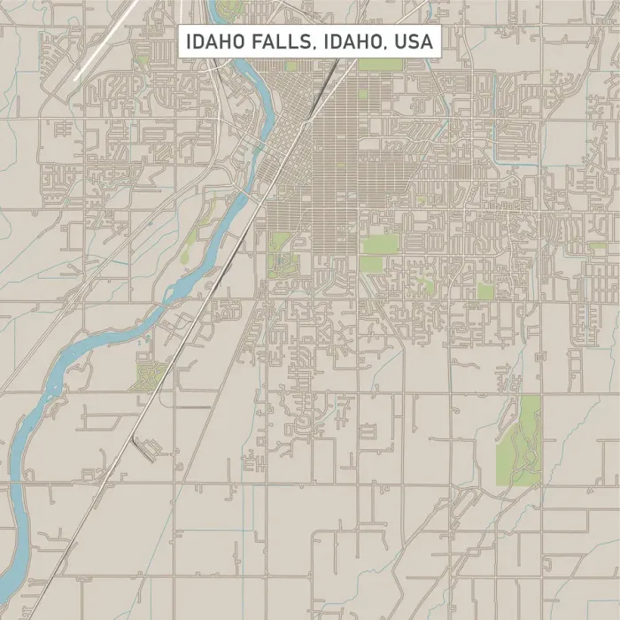 Framed Print : Idaho Falls Idaho US City Street Map Framed Print : Idaho Falls Idaho US City Street Map