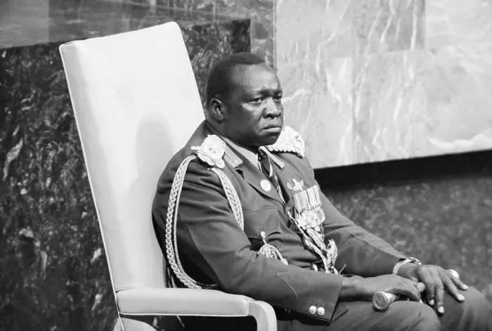 Framed Print : Idi Amin Shown Seated in Uniform Framed Print : Idi Amin Shown Seated in Uniform