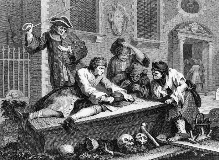 Framed Print : Idle Prentice at Play in the Church-Yard, by William Hogarth