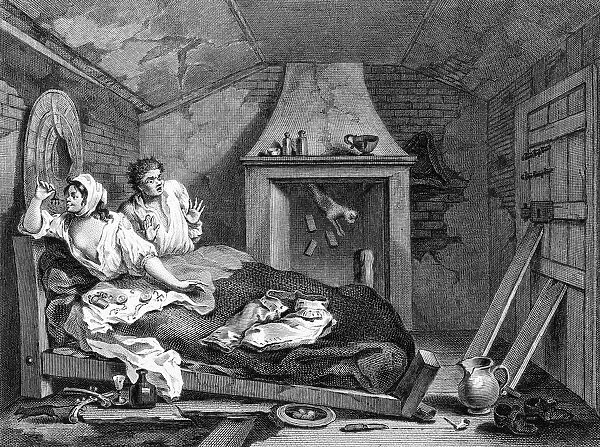 Idle Prentice with a whore, by William Hogarth