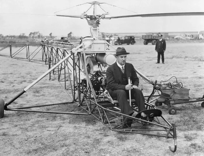 Framed Print : Igor Sikorsky Tests Early Helicopter Framed Print : Igor Sikorsky Tests Early Helicopter