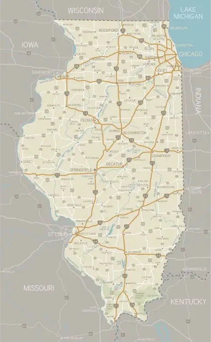 Framed Print : Illinois Map Framed Print : Illinois Map